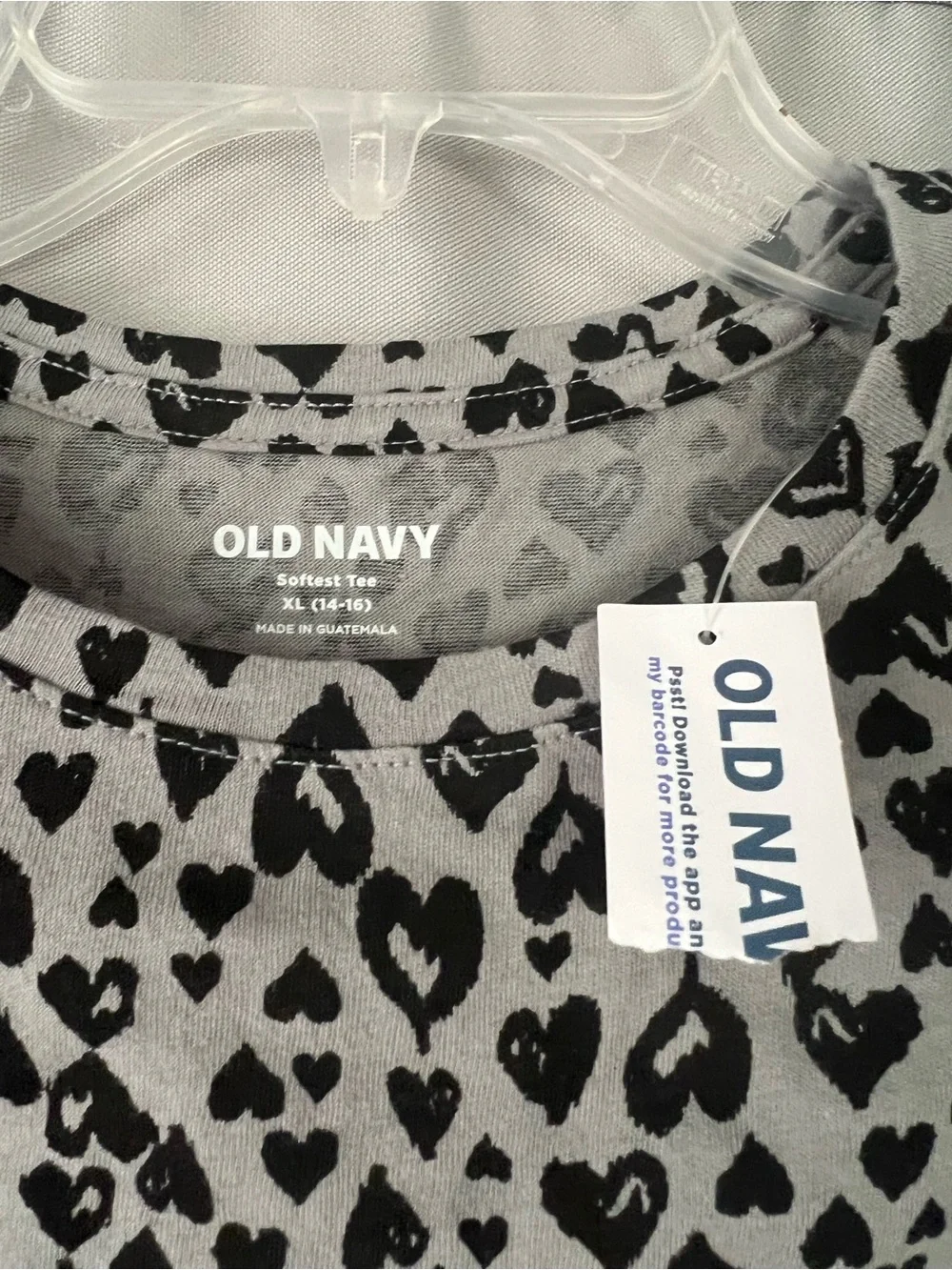 Old Navy Black Heart Print Long Sleeve Tee on White
